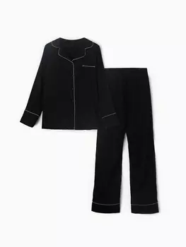 Пижама женская (рубашка, брюки) KAFTAN Leo black collection, размер 40-42, чёрная