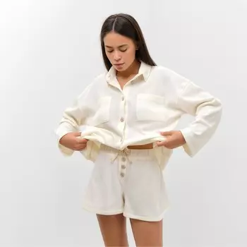 Пижама женская (рубашка, шорты) KAFTAN Basic line, размер 42, молочная