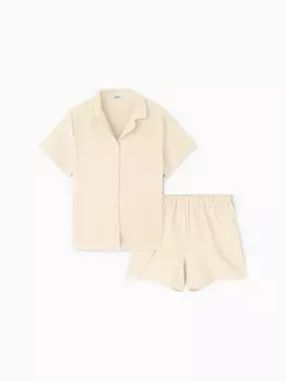 Пижама женская (рубашка, шорты) KAFTAN Basic, размер 48-50 молочная