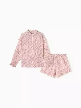Пижама женская (рубашка, шорты) KAFTAN «Муслин: pink leopard», размер 40-42