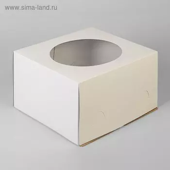 Коробка под торт, с окном, белая, 303019 см