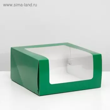 Кондитерская упаковка с окном "Мусс", темно - зеленый, 23,5 х 23,5 х 11,5 см