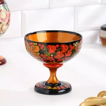 Конфетница на ножке, 1414 см, дерево, хохлома