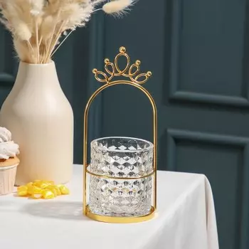 Конфетница «Богема. Корона», 9.524 см, стекло, прозрачная, золотистая
