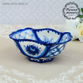 Конфетница "Весна", гжель, фарфор, 8х21 см