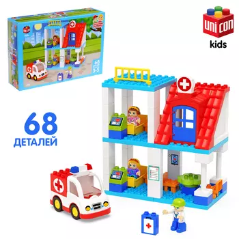 Конструктор «Скорая помощь», наклейки в наборе, 68 деталей