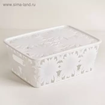 Корзина для хранения с крышкой «Подсолнухи», 25×19×10 см, цвет МИКС
