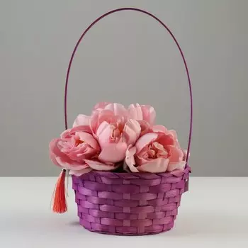 Корзина плетеная, D19 х 9 х 32 см, фиолетовая, бамбук