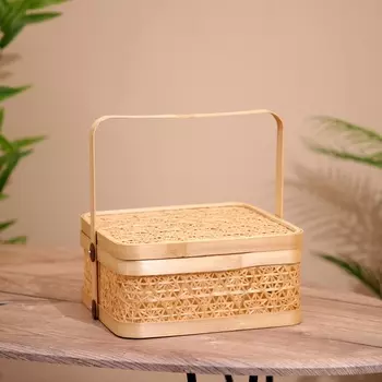 Корзинка плетёная с крышкой, 252525 см, бамбук