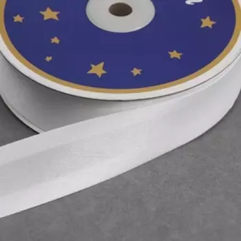 Косая бейка атласная, 30 мм × 27 м, цвет белый