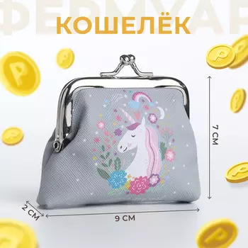 Кошелёк монетница на фермуаре, цвет серый
