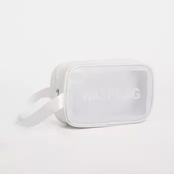 Косметичка на молнии для бассейна, с ручкой, матовая, с принтом Washbag, белая