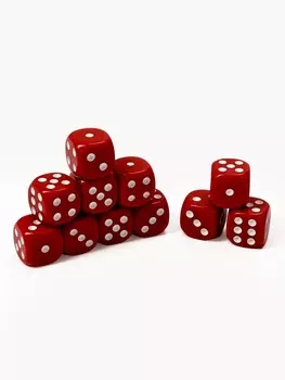 Кубики игральные, 1.61.6 см, набор 50 шт., красные