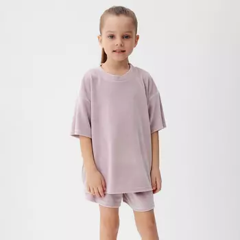 Костюм детский (футболка, шорты) KAFTAN Plushy р.30 (98-104), лиловый