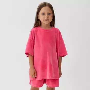 Костюм детский (футболка, шорты) KAFTAN Plushy р.30 (98-104), фуксия