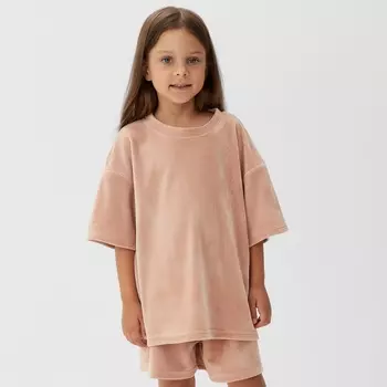 Костюм детский (футболка, шорты) KAFTAN Plushy р.30 (98-104), бежевый