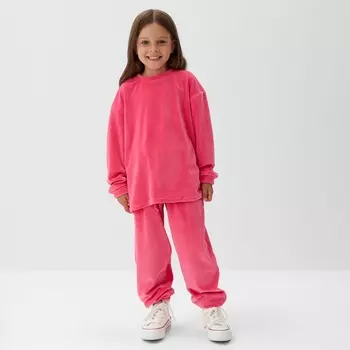 Костюм детский (свитшот, брюки) KAFTAN Plushy, размер 30 (98-104 см), фуксия