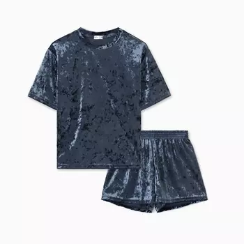 Костюм женский (футболка и шорты) KAFTAN "Бархат", р. 40-42, серый