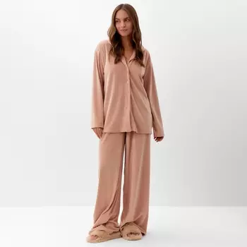 Пижама женская (рубашка, брюки) KAFTAN Plushy, размер 40-42, бежевая