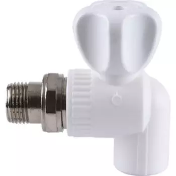 Кран шаровой Kalde, полипропиленовый, d=20 мм x 1/2", разборный, угловой, с накидной гайкой