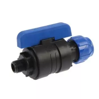 Кран шаровой ПНД Valfex, d=25 мм 1/2", цанга/наружная резьба, разборный