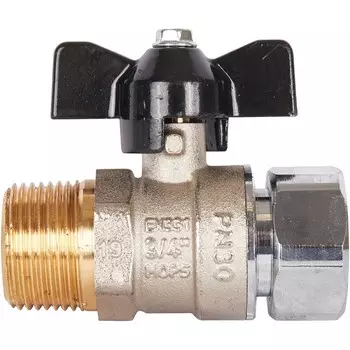 Кран шаровой STOUT SVB-1009-000020, 3/4"x3/4", наружная резьба/накидная гайка, бабочка