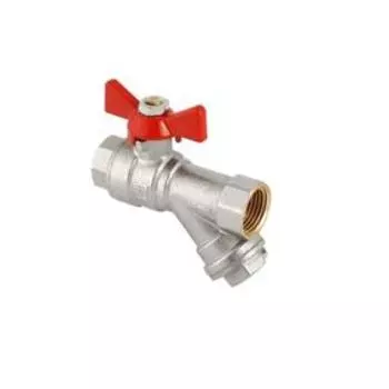 Кран шаровой Valtec BASE VT.293.N.04, 1/2", с фильтром, бабочка
