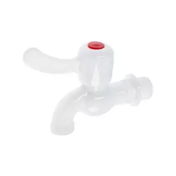 Кран водоразборный ZEIN, 1/2", с плоской ручкой, PP, шаровой механизм, белый