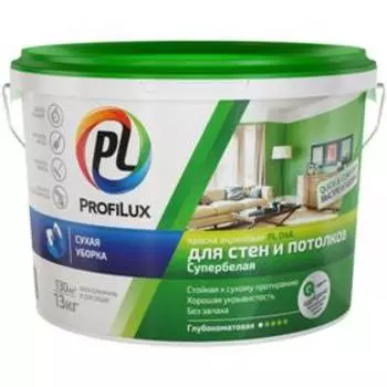 Краска акриловая для стен и потолков ВД PL-04A супербелая 7кг