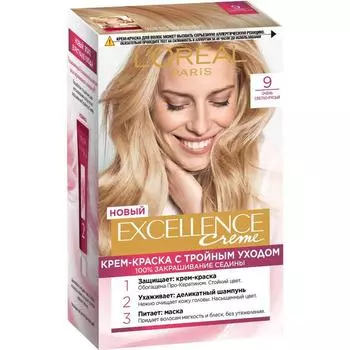 Крем-краска для волос L'Oreal Excellence Creme, тон 9 очень светло-русый