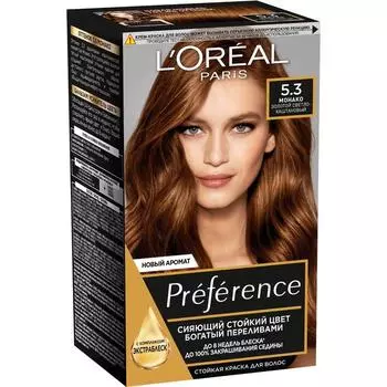 Краска для волос L'Oreal Preference, тон 5.3 Монако, Золотой Светло-Каштановый