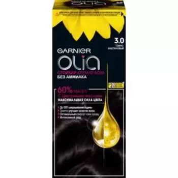 Крем-краска для волос Garnier Olia, тон 3.0 тёмно-каштановый