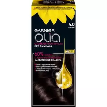 Крем-краска для волос Garnier Olia, тон 4.0 шатен