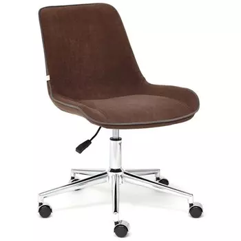 Кресло офисное для работы STYLE 6, на колёсиках, 520400870(970 мм), флок, цвет коричневый