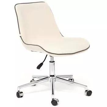 Кресло офисное для работы STYLE 4, на колёсиках, 520400870(970 мм), флок, цвет молочный