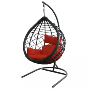 Кресло подвесное Вирджиния D3414-МТ002 черное, красная подушка