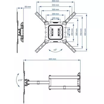 Кронштейн для телевизора Kromax DIX-18 белый 22"-65" макс.40кг настенный поворот и наклон