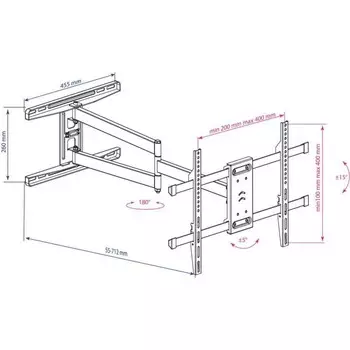 Кронштейн для телевизора Kromax DIX-20 черный 22"-65" макс.45кг настенный поворотно-выдвижно 10047