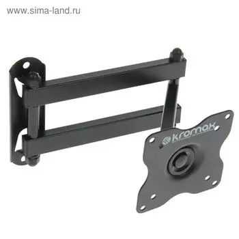 Кронштейн Kromax DIX-15, для ТВ, наклонно-поворотный, 15-28", 48-377 мм от стены, черный