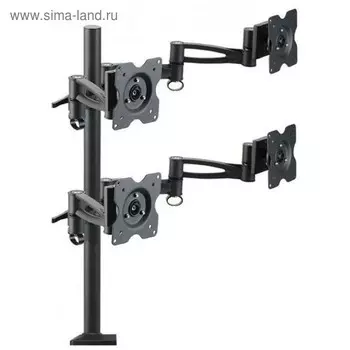 Кронштейн Kromax OFFICE-4, для 4-х мониторов, наклонно-поворотный, 15"-32",до 4х8 кг,черный