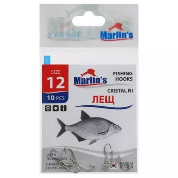 Крючок Marlin's ЛЕЩ CRISTAL NI №12 , 10 шт.