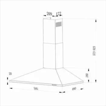 Кухонная вытяжка Hebermann HBWH 60.1 X, купольная, 680 м/ч, 3 скорости, нержавеющая сталь