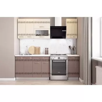 Кухонный гарнитур Мечта 1600х600 белый/крем глянец/капучино