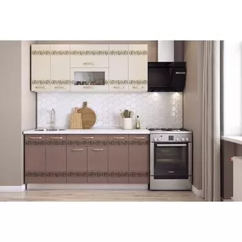 Кухонный гарнитур Мечта 1800х600 белый/крем глянец/капучино