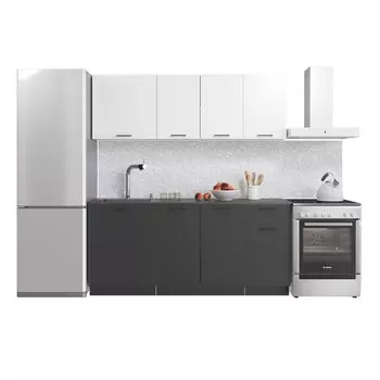 Кухонный гарнитур прямой Simple, без столешницы, 1800 мм, цвет белый/антрацит
