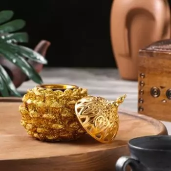 Курильница для благовоний порошковых и конусов TAKE IT EASY «Шишка», золотистый, 9.58.7 см