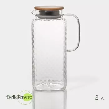 Кувшин для воды BellaTenero «Эко», 2 л, 10,525см, стекло, с бамбуковой крышкой, прозрачный