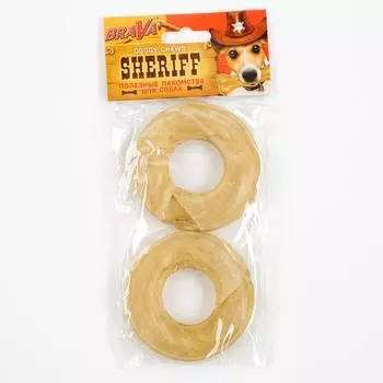 Лакомство BraVa Sheriff для собак сыромятное прес.кольцо 3", 2 шт, 7,5 см