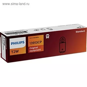 Лампа автомобильная Philips, T2W, 24 В, 2 Вт, 13913CP
