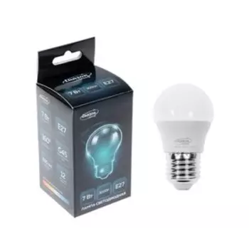 Лампа светодиодная Luazon Lighting, G45, 7 Вт, E27, 630 Лм, 3000 К, свечение тёплое белое